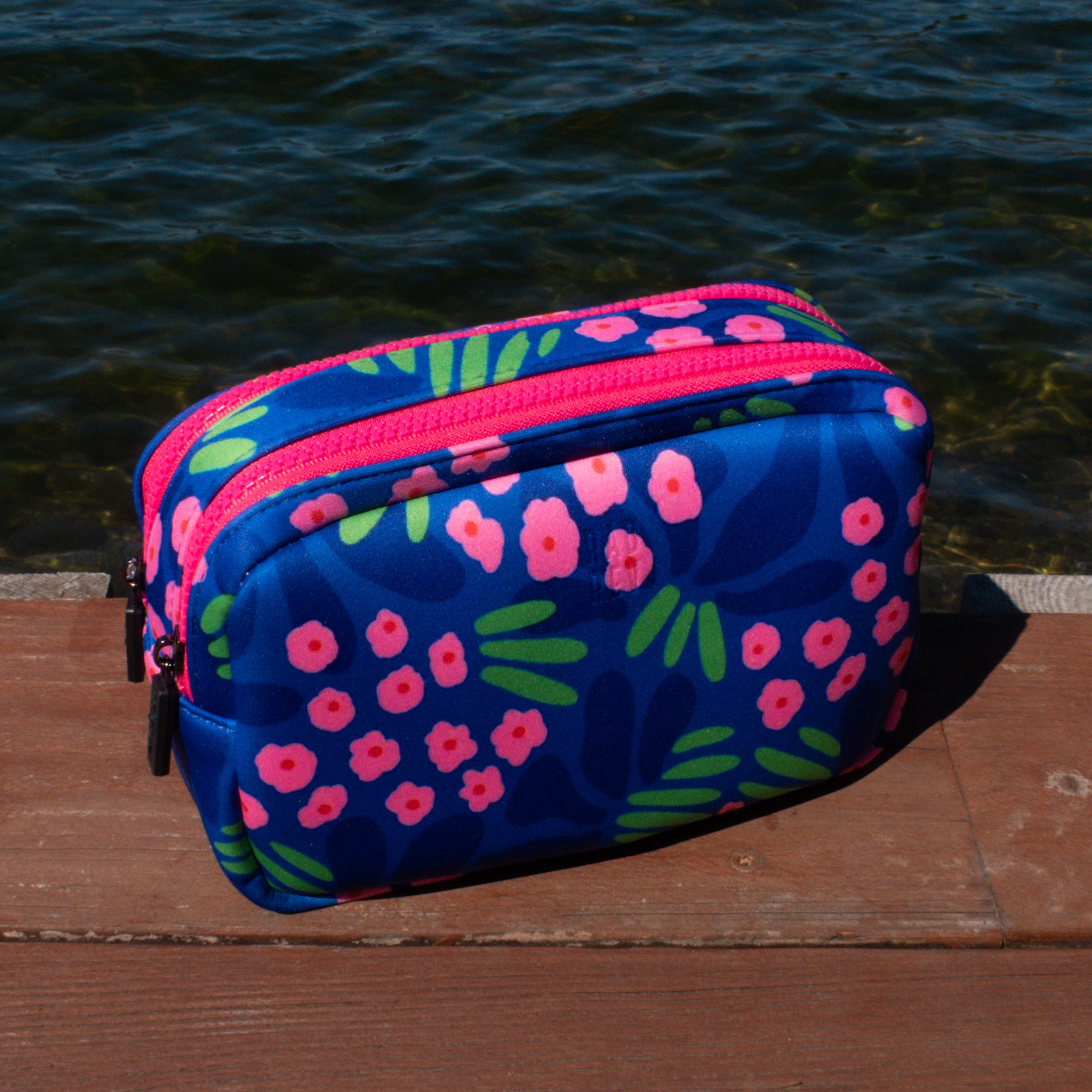 Neoprene Pouch in Blue Floral