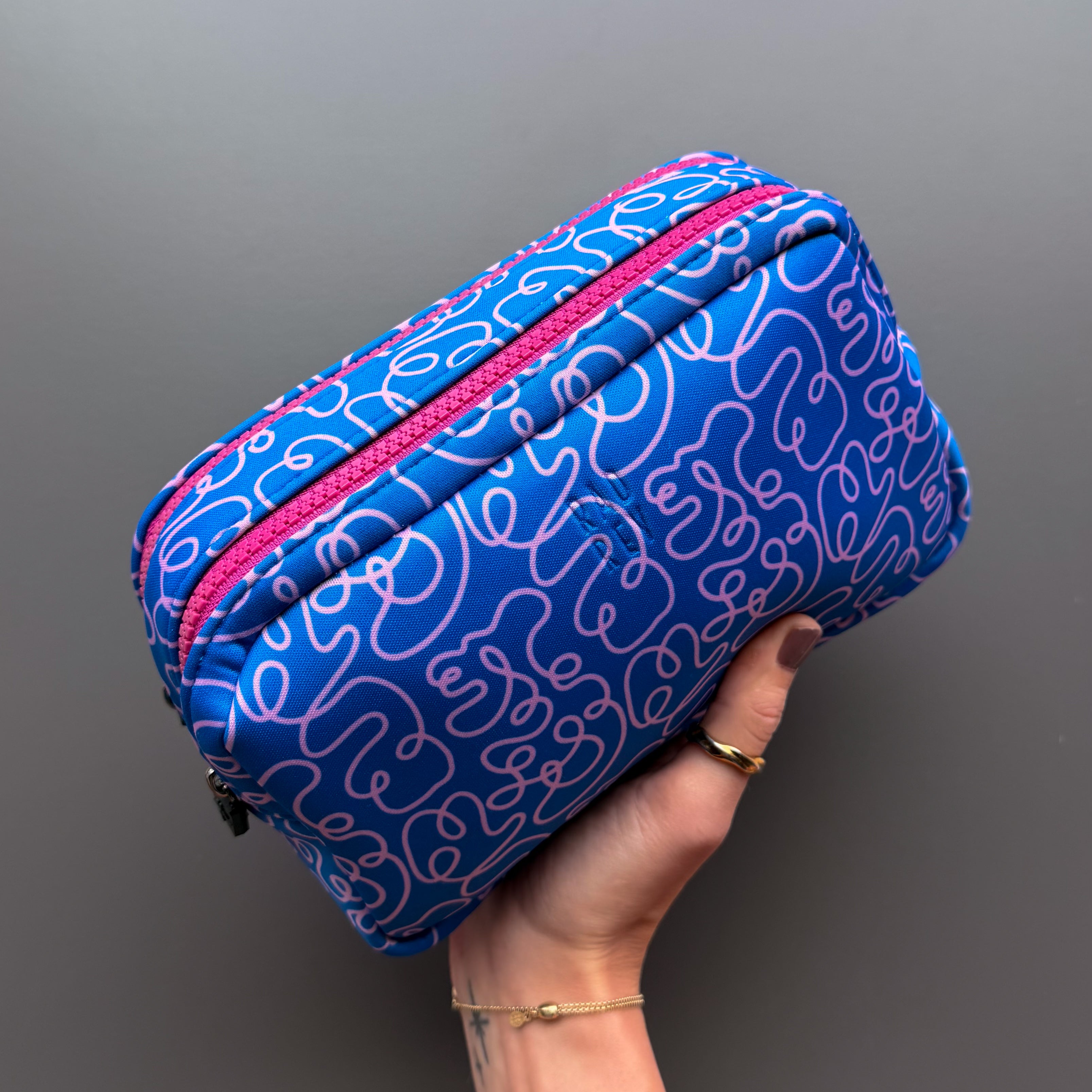 Neoprene Pouch in Blue Squiggle