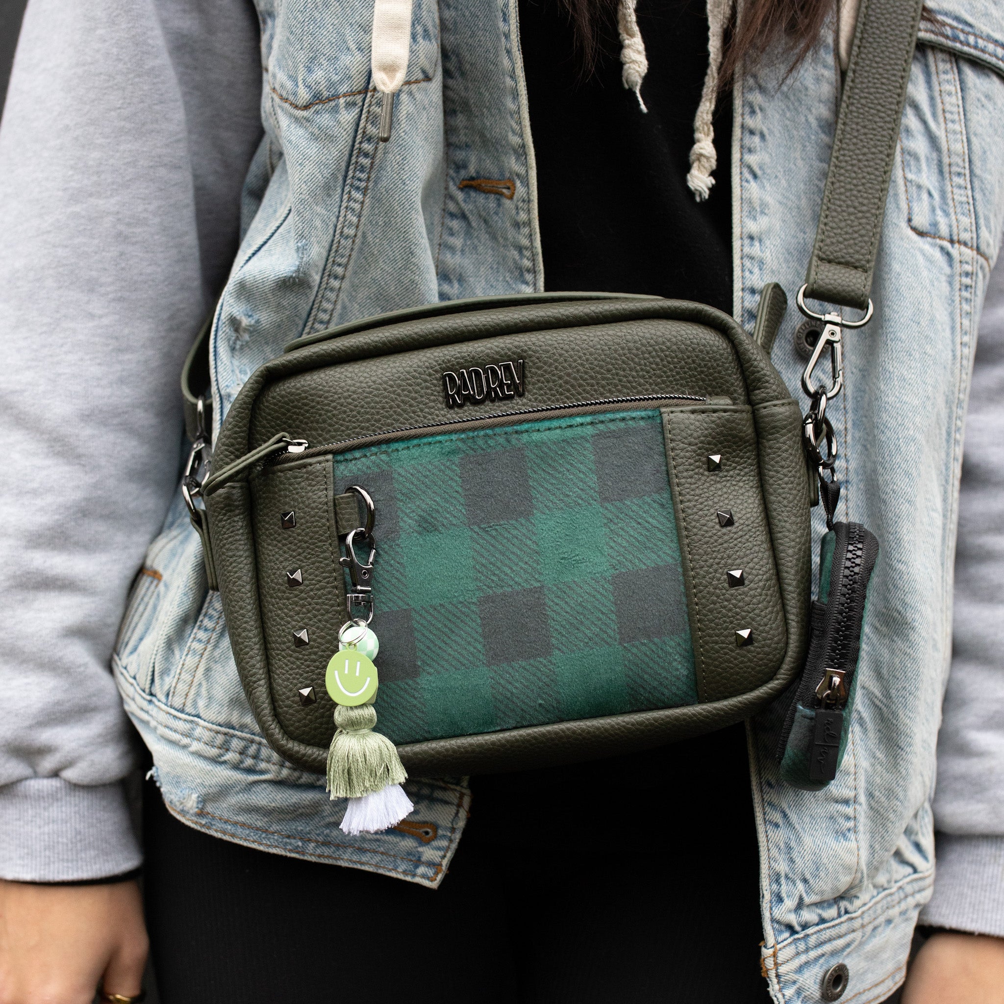 Flannel Mini Crossbody in Pine