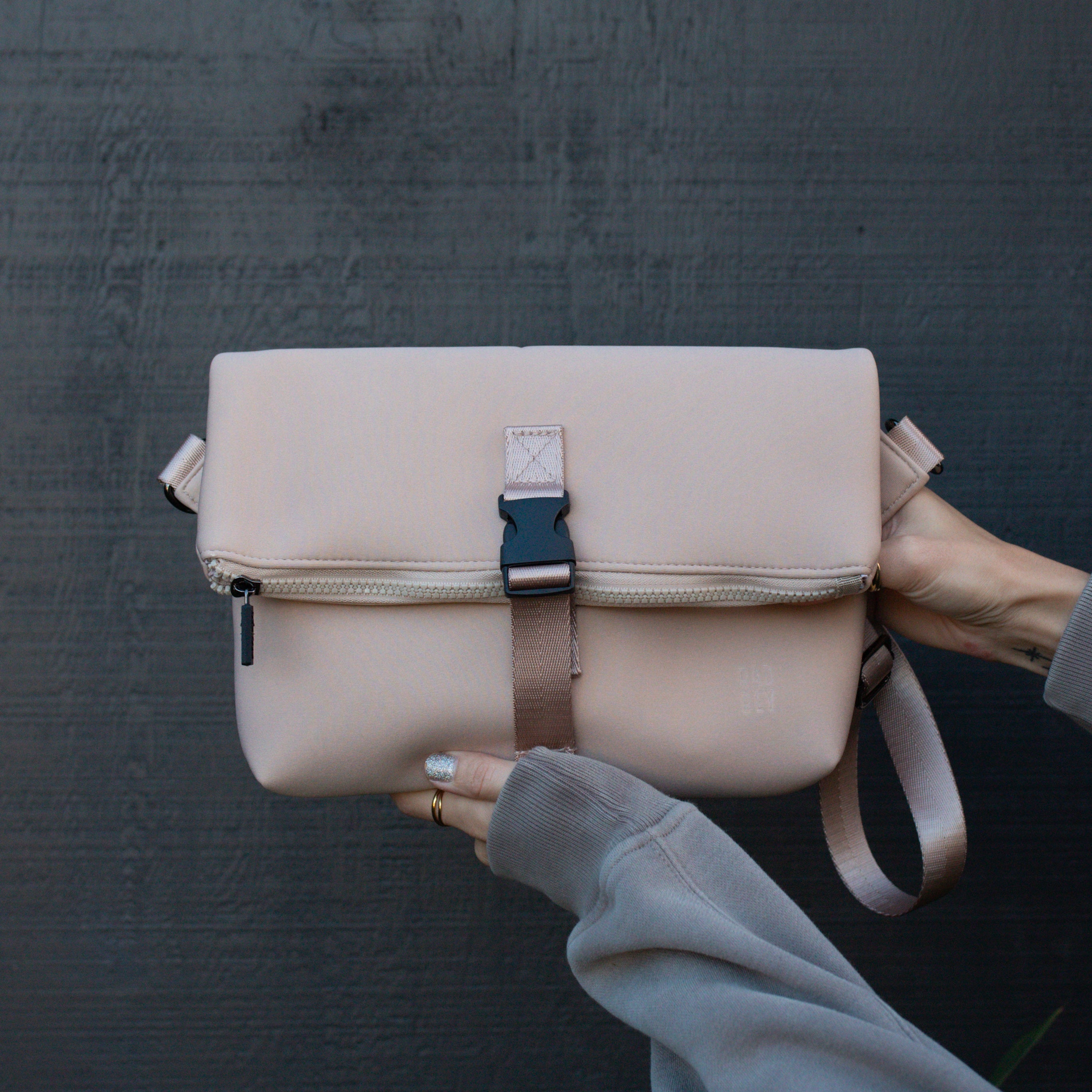 Foldover Bag in Cream Neoprene