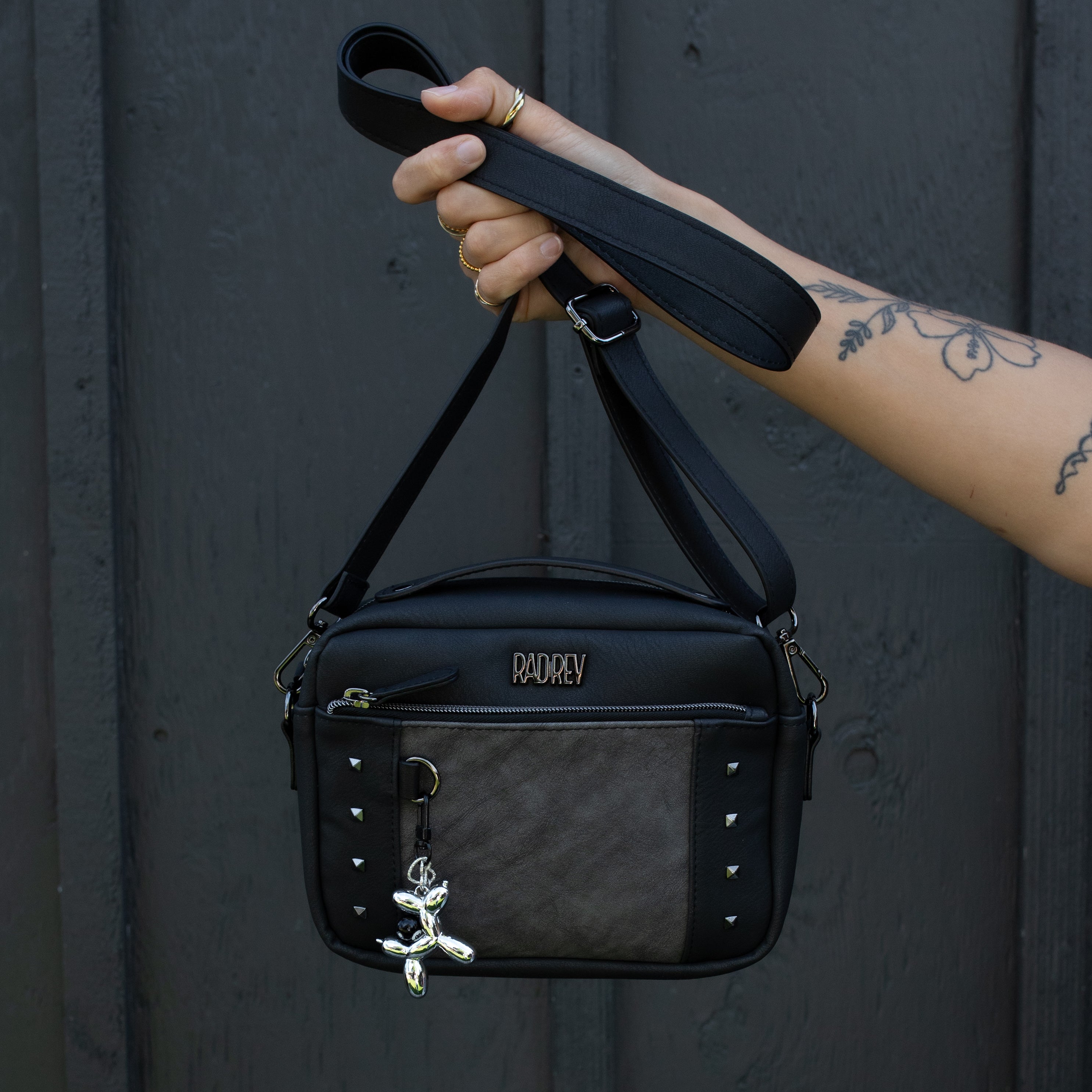 Mini Crossbody in Two Tone Black
