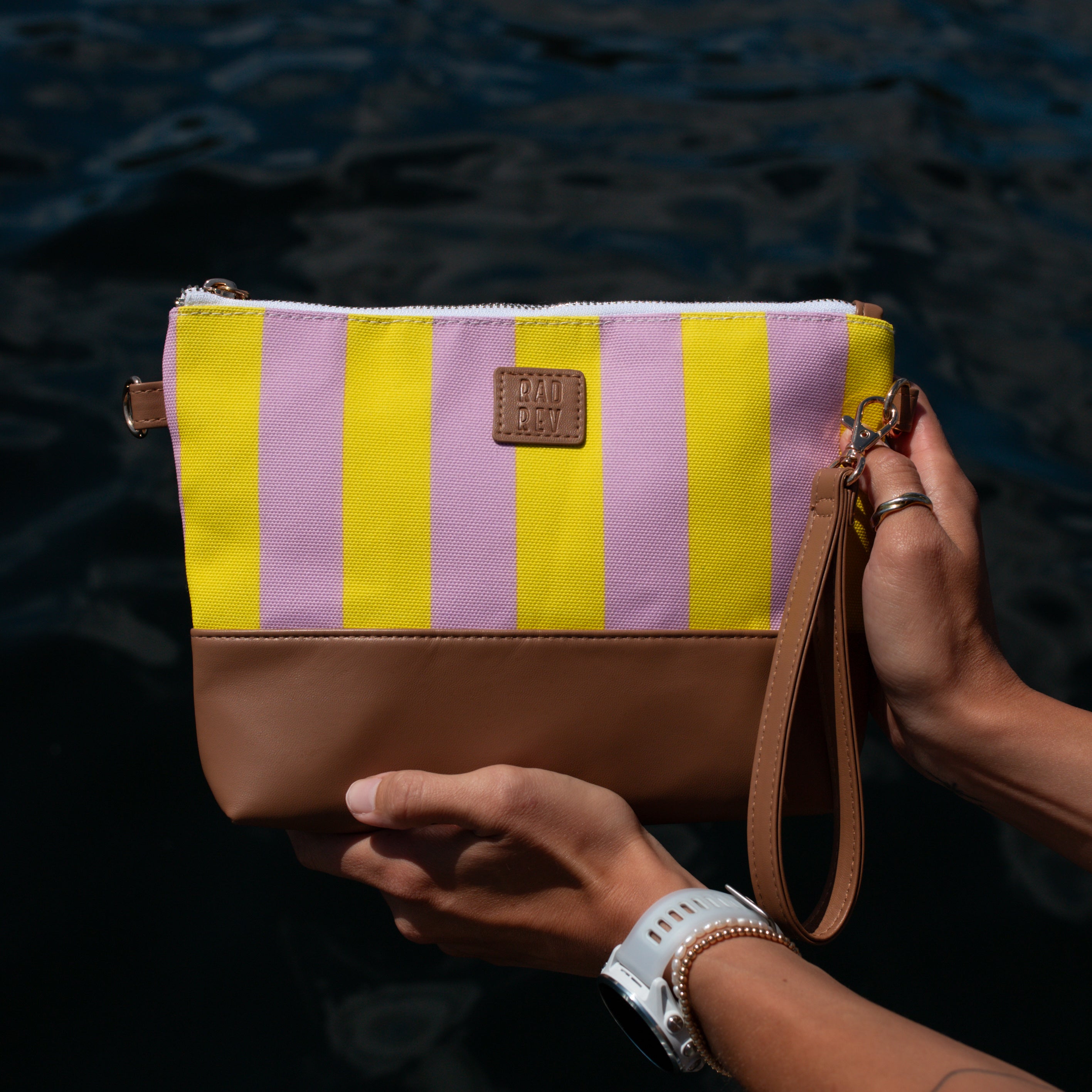 Wet Bag Clutch in Double Stripe
