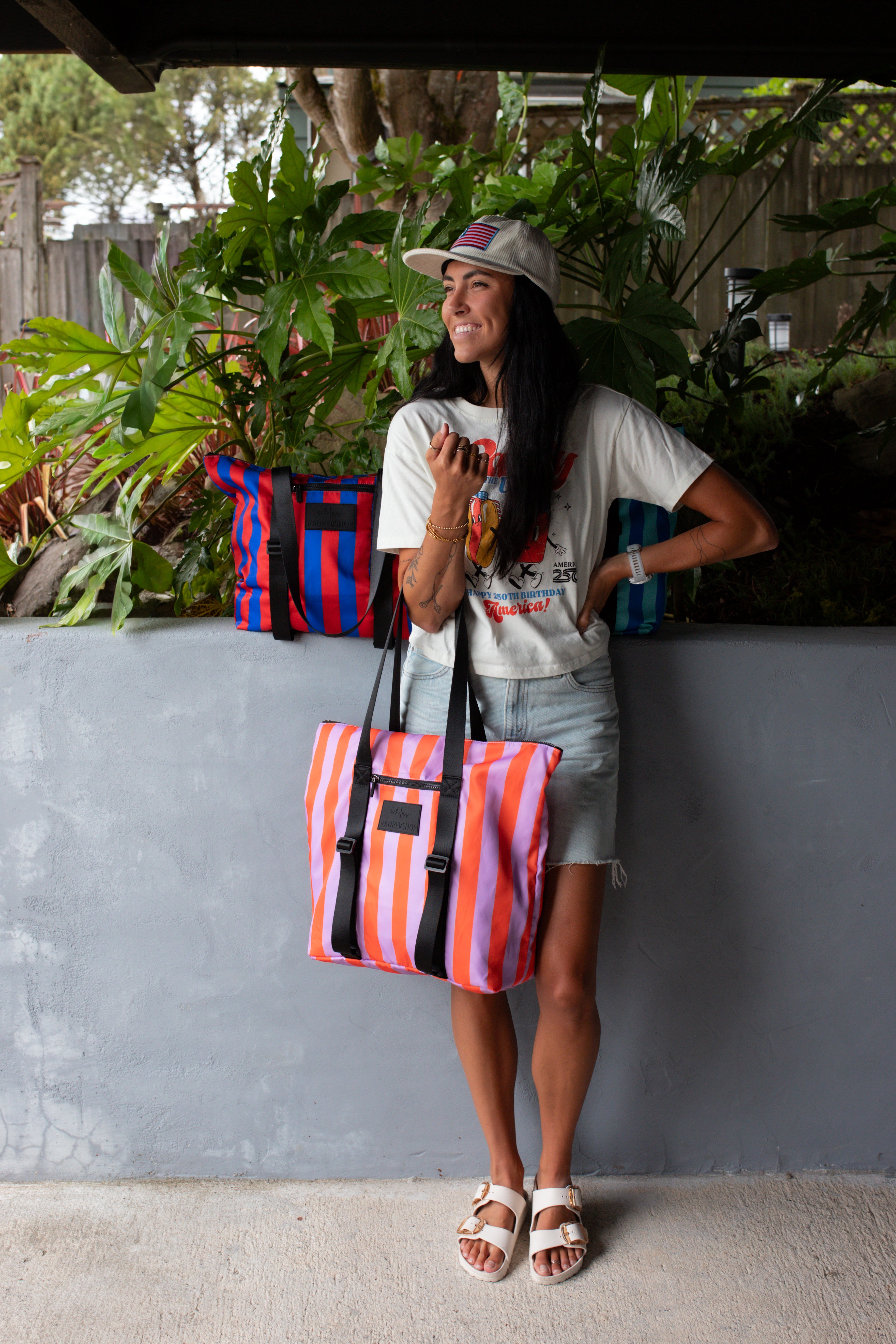 XL Packable Tote in Summer Stripe
